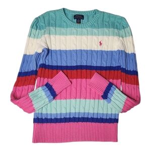 Polo Ralph Lauren Little Girls Striped Cable-Knit Sweater